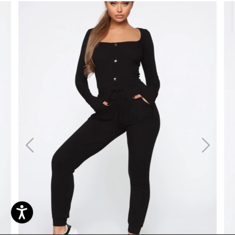 🦋3/$50 Cozy Clean Girl Loungewear Athleisure Off Duty Model Black Jumpsuit S